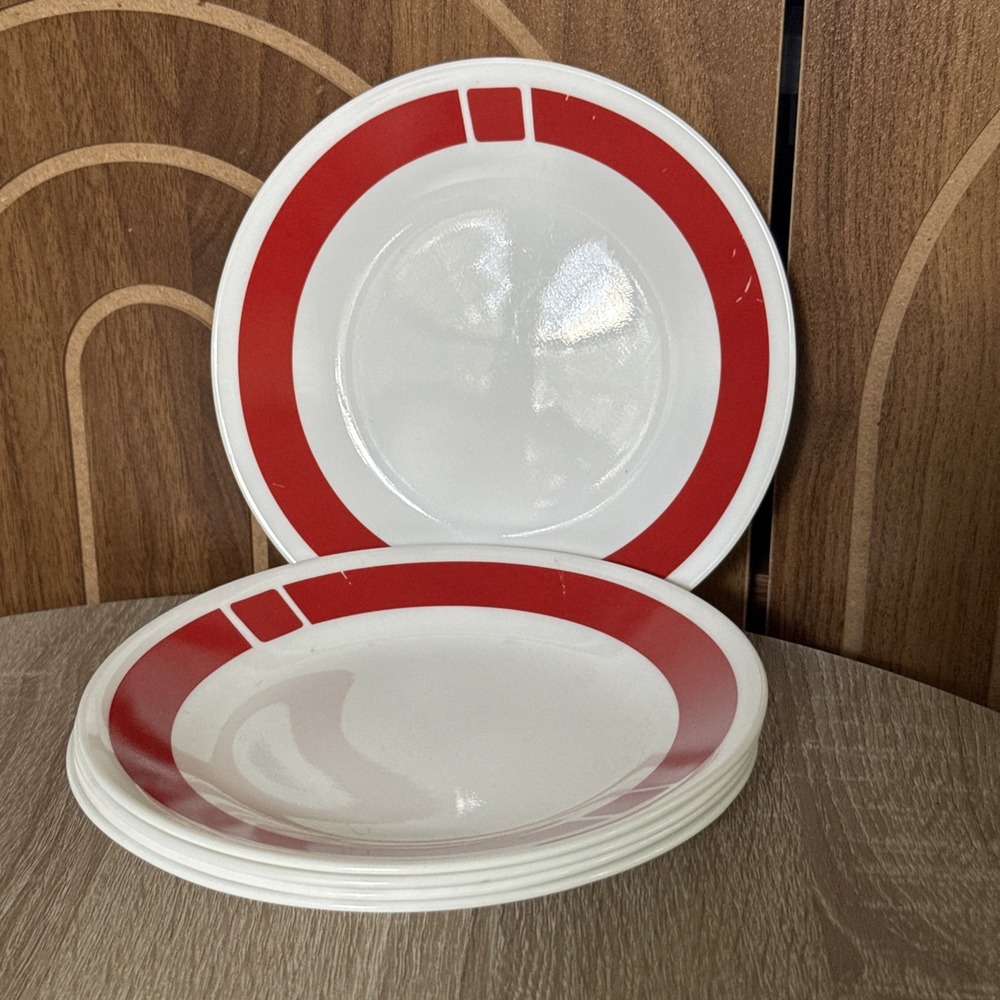 (Set Of 5) Corning Corelle Urban Red 6.75" Bread Butter Dessert Plates